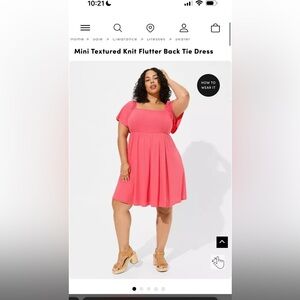 Torrid Mini Textured Knit Flutter Back Tie Dress size 2 BNWT